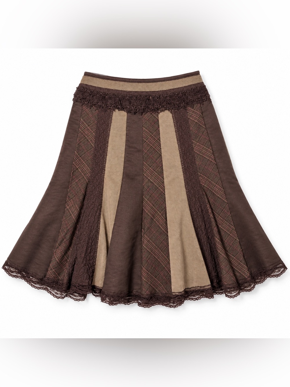 VTG Nygard Collection Petites Patchwork Lace Midi Skirt Size 6
